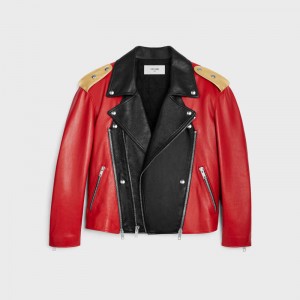 Celine Multicolored Biker In Soft Leather Zwart Rood Goud | CL-591917