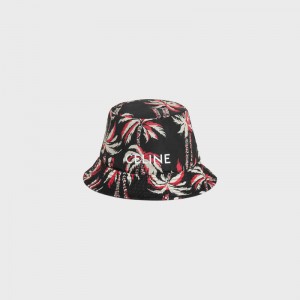 Celine Palm Tree Bucket In Nylon Hoed Donkerrood | CL-591708