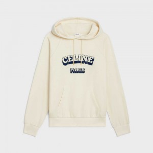 Celine Paris 70 S Hoodie In Katoenen And Cashmere Sweatshirts Wit Donkerblauw | CL-592807