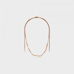 Celine Plage Multi In Brass With Gold Finish And Polyester Kettingen Goud Bruin | CL-592260