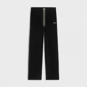 Celine Rechtdoor Track In Velvet Jersey Broek Zwart Wit | CL-592038