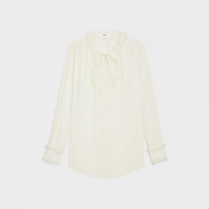 Celine Romy In Silk Crepe And Acetate Overhemd Wit | CL-592814