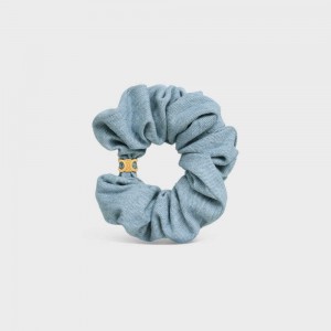 Celine Scrunchy In Brass With Gold Finish And Denim Haaraccessoires Goud Blauw | CL-592330