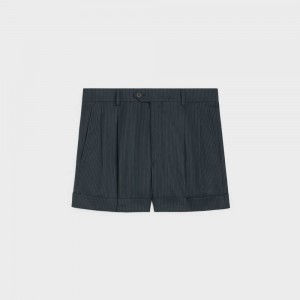 Celine Skate In Gestreept Wol Korte Broek Donkerblauw | CL-592740