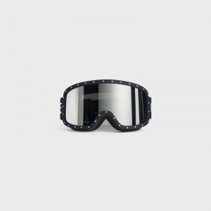 Celine Ski Mask In Plastic With Metal Studs & Mirror Lenses Zonnebril Zwart Zwart | CL-591761