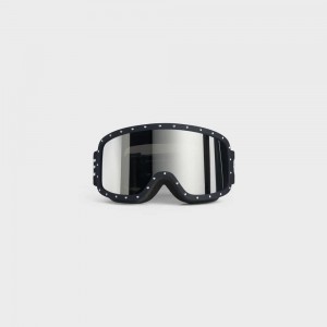 Celine Ski Mask In Plastic With Metal Studs & Mirror Lenses Zonnebril Zwart Zwart | CL-592441