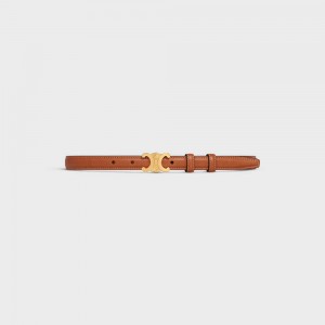 Celine Small Triomphe In Natural Calfskin Riemen Bruin | CL-592466