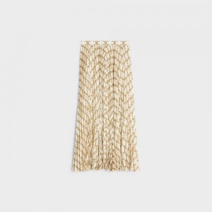 Celine Sun-pleated In CrêPe De Chine Rokken Goud | CL-592878