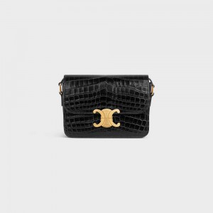 Celine Teen Bag In Niloticus Crocodile Triomphe Zwart | CL-593208
