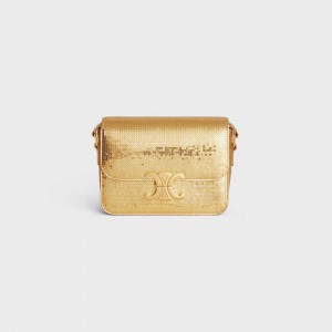 Celine Teen Bag In Sequins And Calfskin Triomphe Goud | CL-593192