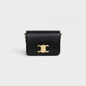 Celine Teen Bag In Shiny Calfskin Triomphe Zwart | CL-593196