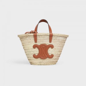 Celine Teen Triomphe Klassieke In Palm Leaves And Calfskin Panier Bruin | CL-593072