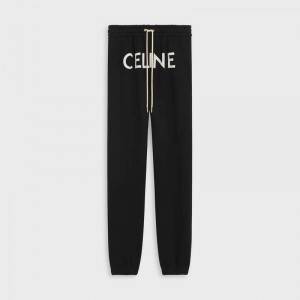 Celine Track In Katoenen Fleece Broek Zwart Wit | CL-592031