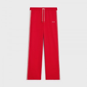 Celine Tracksuit In Double Face Jersey Broek Rood Wit | CL-592039
