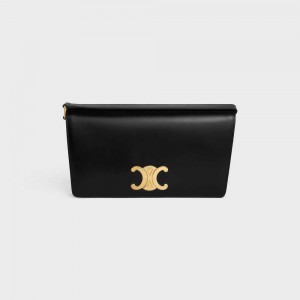 Celine Trapeze Bag In Shiny Calfskin Triomphe Zwart | CL-593248
