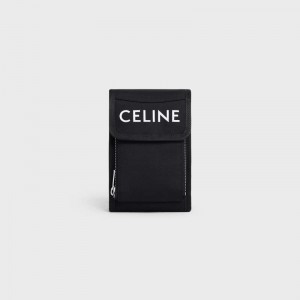 Celine Trekking Flap Phone Pouch In Nylon With Celine Print Zak Zwart | CL-591783