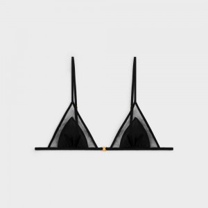 Celine Triangle Bra In Silk Georgette Lingerie Zwart | CL-592759