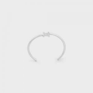 Celine Triomphe Asymmetric Cuff In Brass With Rhodium Finish Armbanden Zilver | CL-592200