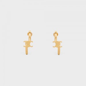 Celine Triomphe Asymmetric Hoops In Brass With Gold Finish Oorbellen Goud | CL-592295