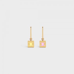 Celine Triomphe Cube In Brass With Gold Finish And Colored Enamel Oorbellen Goud | CL-592304