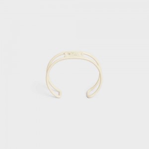 Celine Triomphe Cuff In Varnished Brass Armbanden Wit | CL-592218
