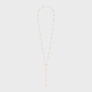 Celine Triomphe Folk Beads Sautoir In Brass With Gold Finish Kettingen Goud | CL-592245