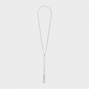 Celine Triomphe Folk Tie Long In Brass With Rhodium Finish Kettingen Zilver | CL-592243