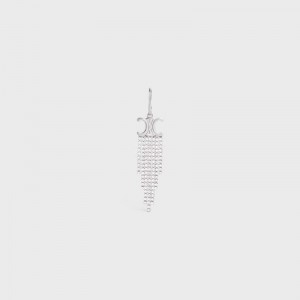 Celine Triomphe Fringe Ear In Brass With Rhodium Finish And Strass Oorbellen Zilver | CL-591672