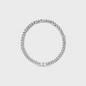 Celine Triomphe Gourmette In Brass With Rhodium Finish Kettingen Zilver | CL-591659