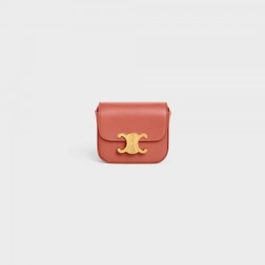 Celine Triomphe In Shiny Calfskin Mini Tassen Claret | CL-593011