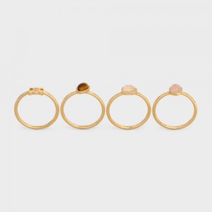 Celine Triomphe Indie Set Of 4 Rings In Brass With Gold Finish Ringen Goud | CL-592181
