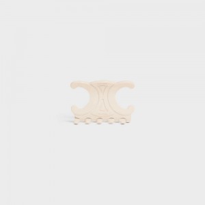 Celine Triomphe Large Hair Claw In Acetate And Steel Haaraccessoires Wit | CL-592320