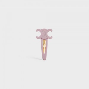 Celine Triomphe Large Snap Hair Clip In Acetate And Steel With Gold Finish Haaraccessoires Roze Goud | CL-592315
