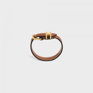 Celine Triomphe Leren In Brass With Gold Finish And Calfskin Armbanden Goud Bruin | CL-592221