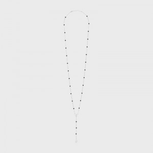 Celine Triomphe Long In Brass With Rhodium Finish And Onyx Kettingen Zilver Zwart | CL-591666