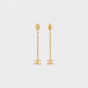 Celine Triomphe Mini Triomphe In Brass With Gold Finish Oorbellen Goud | CL-592301