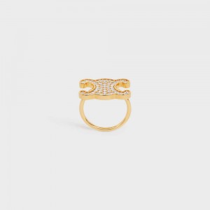 Celine Triomphe Rhinestone In Brass With Gold Finish And Crystals Ringen Goud | CL-592186