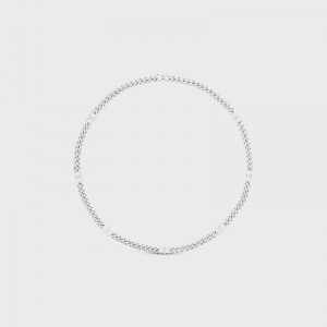 Celine Triomphe Small Gourmette In Brass With Rhodium Finish Kettingen Zilver | CL-591658