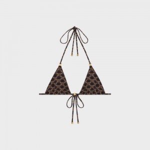 Celine Triomphe Triangle In Matte Jersey Lingerie Bruin | CL-592765