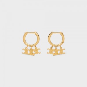 Celine Triomphe Trio Hoops In Brass With Gold Finish Oorbellen Goud | CL-592307