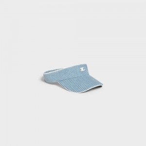 Celine Triomphe Visor In Hickory Katoenen Hoed Lichtturkoois | CL-592367