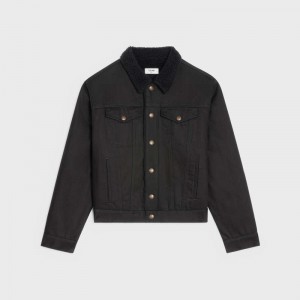 Celine Trucker In Pure Black Wash Denim Blousons Zwart | CL-591964