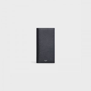 Celine Vertical With Coin Compartment In Grained Calfskin Portefeuille Zwart | CL-591799