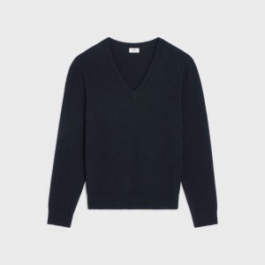 Celine V-neck In Heritage Cashmere Gebreide Kleding Zwart | CL-592090