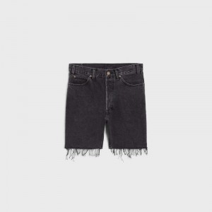 Celine Wesley In Charcoal Wash Denim Korte Broek Grijs Lichtturkoois | CL-592071