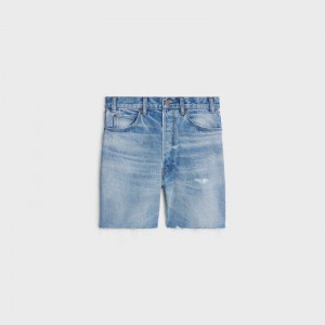 Celine Wesley In Zuma Wash Denim Korte Broek Lichtturkoois | CL-592073