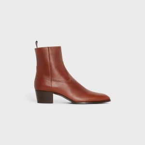 Celine Western Zipped Isaac In Calfskin Laarzen Bruin | CL-591862